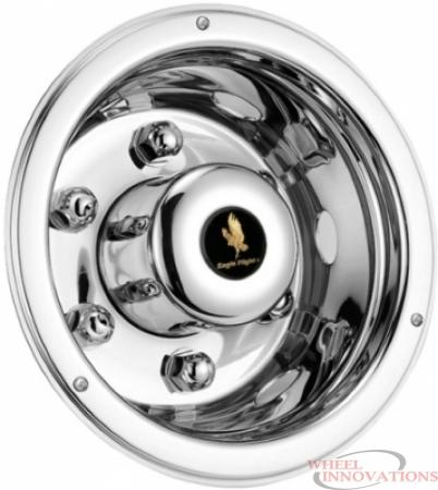 QC1706R Stainless Steel Universal 17.5 Inch Dually Trailer Hubcap Set